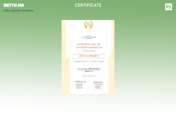 Модерен стил шаблон за возење сертификат во САД